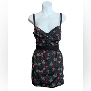 For Love And Lemons Black Dress With Red Roses